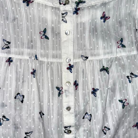 NWT Jane and Delancey White Butterfly Button Back Short Sleeve Shirt Size S - Picture 11 of 13